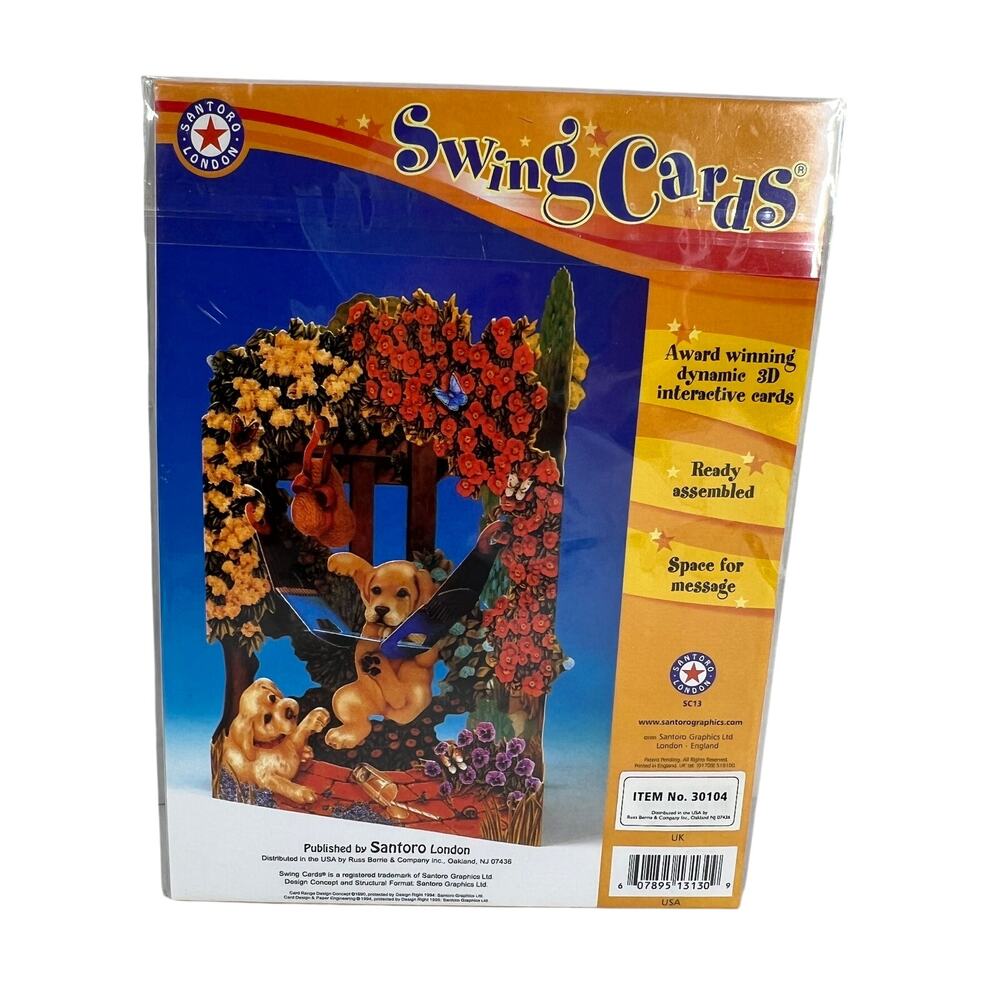 SANTORO Swing Cards Dogs In Hammock 3D Interactive Pop Up Greeting Card Sealed